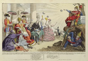 Karikatyr av påvliga tjurar från 1700-talet (färgad gravyr) (se även 127599)