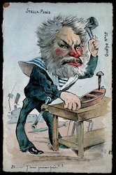 Karikatyr av ministern för marinen, Camille Pelletan (1846-1915) från serien 