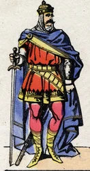 Karolingiska dynasti: Porträtt av Eudes eller Odon (v. 860-898) Frankernas kung från 888 till 898. Epinal avbildning från slutet av 1800-talet. Privat samling.