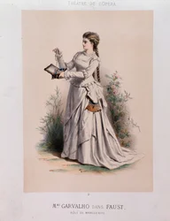 Carolyne Carvalho (1827-1895) fransk sopran framför Margherita i Faust av Charles Gounod (1818-1893)