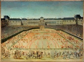 Karusell som gavs till Ludvig XIV framför Tuilerierna ...