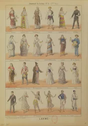 Rollbesättning av karaktärer från operan Lakme av Leo Delibes (1861-91)
