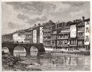 Castres - Languedoc-Roussillon-Midi-Pyrénées - gravyr i "La France illustree: geografi, historia, statistisk administration" av V.-A. Malt-brunt. 1884