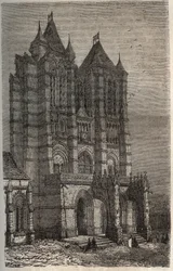 Cathedrale Notre-Dame de Noyon i Oise, Picardie - gravyr i "Histoire de France"" av Victor Duruy (1811-1894) - 1882