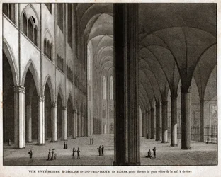 Notre-Dame de Paris katedral. (gravyr, ca 1850)