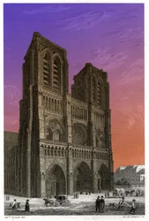 Notre-Dame de Paris katedral. (gravyr, ca 1850)