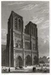 Notre-Dame de Paris katedral. (gravyr, ca 1850)