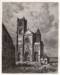 Cathedrale Saint-Etienne de Meaux - Seine-et-Marne - gravyr i "La France illustrée: geografi, historia, statistisk administration" av V.A. Malt-Brown. 1884