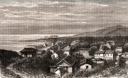 Cayenne - Commune en outre mer Guyane - gravyr i "La France illustree: geografi, historia, statistisk administration" av V.A. Malt-brunt. 1884