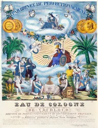 Certifikat för en Eau de Cologne tillverkad av J.F. Vourloud, ca 1825