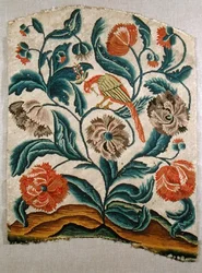 Stolsrygg, ca 1725-50 (broderi på duk)