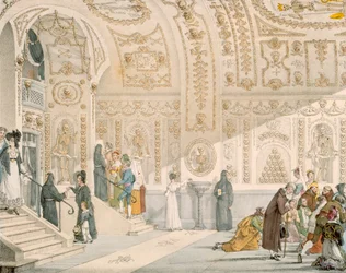 De dödas kapell, graverad av Villain, pub. 1820 (färggravyr)