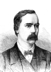 Charles BRIGHT (1832-1888), engelsk ingenjör, installation av den transatlantiska telegrafiska kabeln. Gravyr 1868