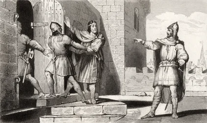 Charles III (879-929) den enfoldige tillfångatagen av en av sina soldater, från 