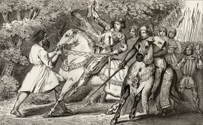 Charles VI (1368-1412) den galne får besked om ett bakhåll i skogen nära Angers, från 
