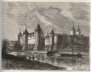 Chateau de Josselin - Morbihan en Bretagne - gravyr i "La France illustree: geografi, historia, statistisk administration" av V.A. Malt-brunt. 1884