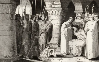Childeric III (714-51) är detroniserad och begränsad till ett kloster, från 