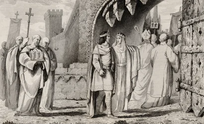 Chilperic I (539-84) i en religiös procession, från 