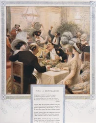 Jul på Montmartre, julaftonsmiddag i en lyxig restaurang, ca 1900
