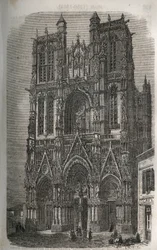 Kyrkan Saint-Vulfran (Saint Vulfran) tidigare collegiale i Abbeville i departementet Somme i Frankrike - gravyr i "Histoire de France" av Victor Duruy (1811-1894) - 1882