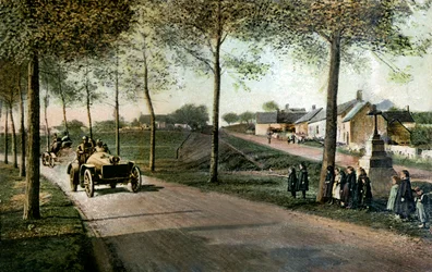 Circuit automobile de la Sarthe: en sväng i Ardenay (vykort