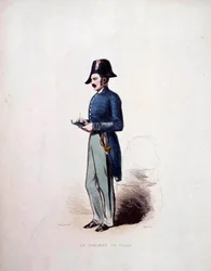 Stadssergeantuniform för medlem av polisstyrkorna under monarkin i juli (1830-1848) 1800-talet