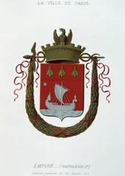 Stadens stadsvapen: Empire (Napoleon I) - Brevpatent daterat 29 januari 1811 - i "" Armorial National de France", av H. Traversier, Paris