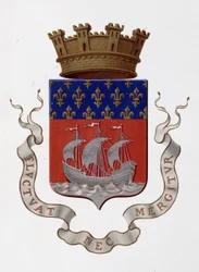 Stadens Paris vapen: Empire (Napoleon III) - Prefekturs beslut den 24 novembre 1853 - i "" Armorial National de France", av H. Traversier, Paris