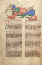 Torsk. Gulf. 1 Gud. lat. 39v, A Griffin Devouring a Man, från Liber Floridus av Lambert de Saint-Omer c.1120