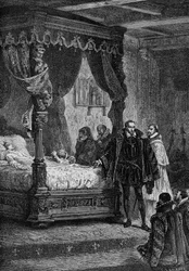 Coligny på Francois II:s dödsbädd - i "" History of France"" av Guizot