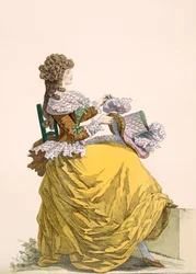 Colinette, tallrik nr.315 från Galeries des Modes et Costumes Francais, c.1778-87 99:kläder; traditionell klänning; traditionell kostym; mode; illustration; c18:e; modern; clo