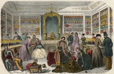 Konditoriaffär i Paris på 1800-talet - Gravyr i "Tableau-de-Paris" av Edmond Texier 1852