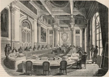 Statsrådet - Kommittérum - Gravyr i "Tableau-de-Paris" av Edmond Texier 1852