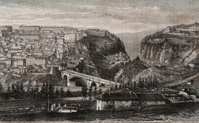 Constantine (Algeriet) - gravyr i "" La France illustree: geografi, historia, statistisk administration"" av V.A. Malt-brunt. 1884