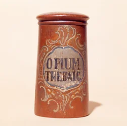 Behållare för Thebaic Opium (målat trä)