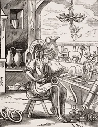 Kopparsmed, reproduktion av ett träsnitt av Jost Amman (1539-91) från 