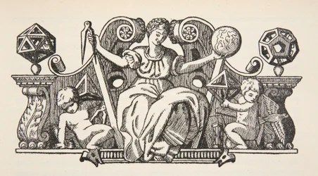 Kopia av en omslagsillustration från Theatrum Instrumentorum de Besson, kopia av Boris Mestchersky (d.1957) illustration från Histoire de la Nation Francaise, Sciences, Volumes I & II, av Gabriel Hanotaux