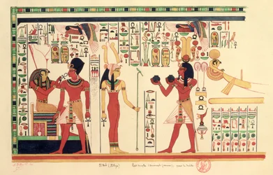 Kopia av en fresk från Amenophis III:s tempel i El Kab (Elethya) 1841