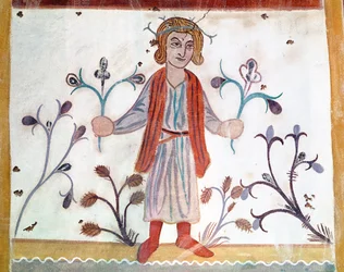 Kopia av ett medeltida original föreställande april, från Månadernas ockupationer, från Chapelle de Pritz, Laval