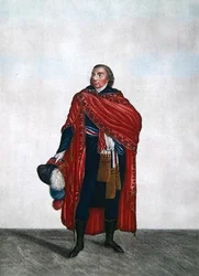 Dräkt för en representant för folket under Directoire-perioden, ca 1797 (färgad gravyr)