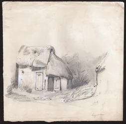 Stuga i Frankrike. (Teckning, ca 1830)
