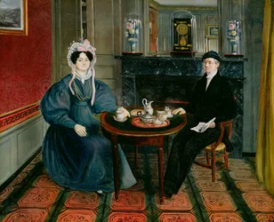Par som dricker te, ca 1830