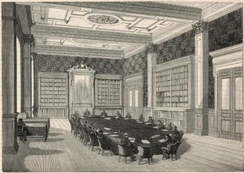 Revisionsrätten - bibliotek och rådssal - Gravyr i "Tableau-de-Paris" av Edmond Texier 1852