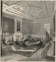 Revisionsrätten - kommittérum - Gravyr i "Tableau-de-Paris" av Edmond Texier 1852