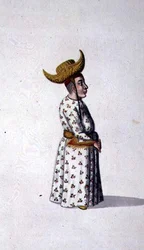 Dvärg i hovet, osmansk tid, tredje kvartalet 1700-talet (akvarell på papper)