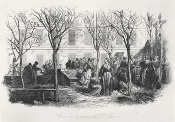 Gården till Paris St. Lazare-fängelset, ca. 1840