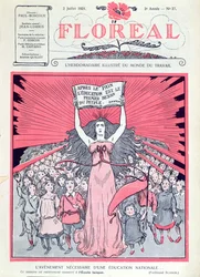 Omslag till tidskriften Floreal som firar fyrtioårsjubileet för Ecoles Laiques i Frankrike, 2 juli 1921
