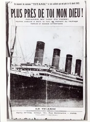 Omslag till partiturarket till Hymn Nearer My God to Thee, som sjöngs av passagerarna på Titanic under dess skeppsbrott och förlisning, 1912