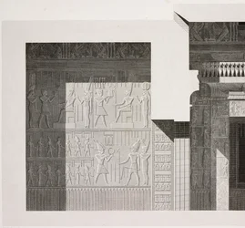 Tvärsnitt av det lilla södra templet, detalj, Karnaks tempelkomplex, Thebe, Luxor, Egypten