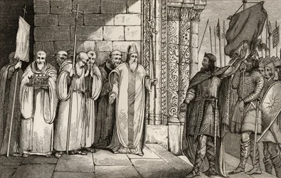 Dagobert (603-39) Ta ner fanan på St. Denis, från 